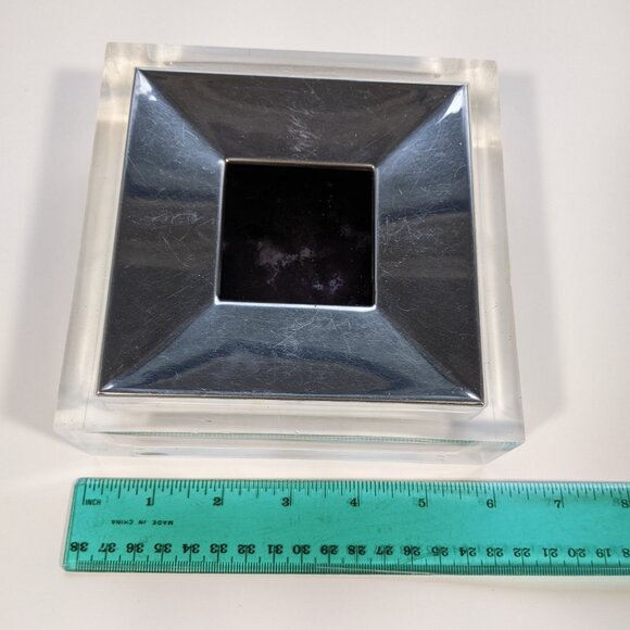 Vintage 1970's Italian Designer Plexiglass & Aluminum Guzzini Ashtray Made Italy - Picture 2 of 16